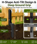 H-Shape Anti-Tilt Design deep ground spike for Heavy Duty Fence Post Repair Kit For Leaning Wooden Supports Quick No Dig Fix.