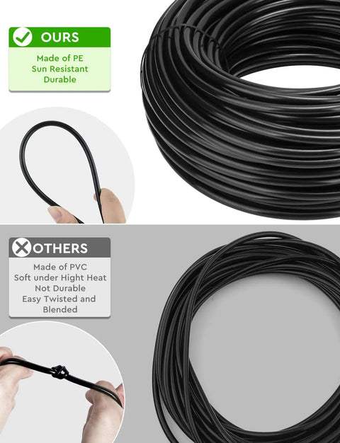 Effortless Drip Irrigation Kit With Forty Feet Of One Half Inch Mainline highlighting durable PE tubing vs PVC options