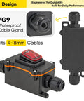 Waterproof Inline Rocker Switch Box For 12V To 24V Systems, 20A Lighted On Off Toggle Switch For Equipment, PG9 Cable Glands