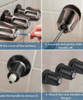 Instructions for installing Matte Black Tub And Shower Trim Kit With Diverter Spout, 3-Piece Shower Knob Replacement shown step by step