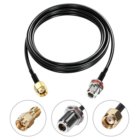 Close-up of connectors for Waterproof 5.8dBi 915MHz Fiberglass Antenna With 20Ft Extension Cable For Heltec V3 V4 Meshtastic LoRa32 Rak Module