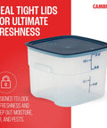 FreshPro 12 Quart Food Storage Container with Lid for Food Prep and Pet Food, BPA Free Clear Polypropylene, Secure Seal