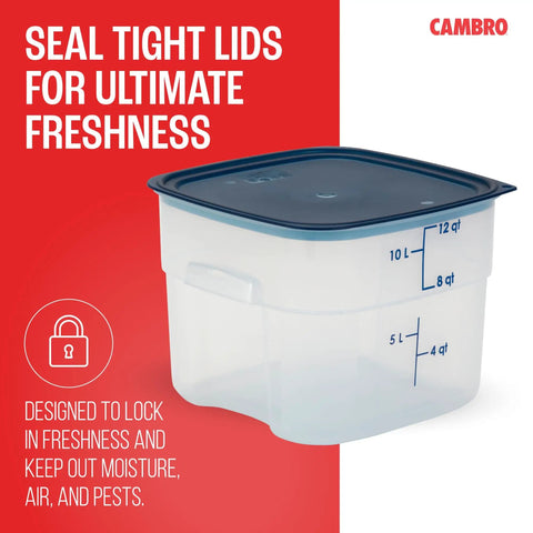 FreshPro 12 Quart Food Storage Container with Lid for Food Prep and Pet Food, BPA Free Clear Polypropylene, Secure Seal