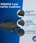 ROHO Low Profile Air Cell Wheelchair Cushion Adjustable Inflatable Seat Pad 16-17 Inch with interconnected air cells and non-skid bottom.
