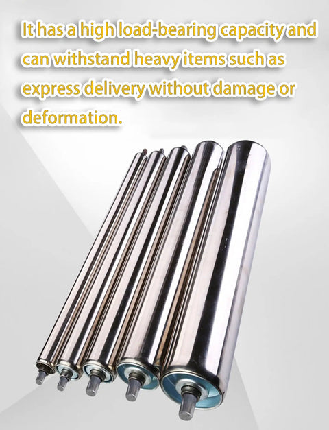 Top Shelf Stainless Steel Roller Set Four Piece Conveyor Idler Kit with shiny rollers showcasing high load-bearing capacity.