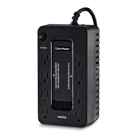 Standby UPS Battery Backup And Surge Protector For Home Office And Gaming Setup, 425VA 260W, 8 Outlets, Compact Design, Simulated Sine Wave, UL Certified, Keeps Your PC Rig, Console, And Router Safe