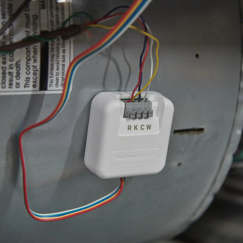 CWire Power Adapter For WiFi Thermostats And RedLINK 8000 Series Plug And Play mounted with wires connected