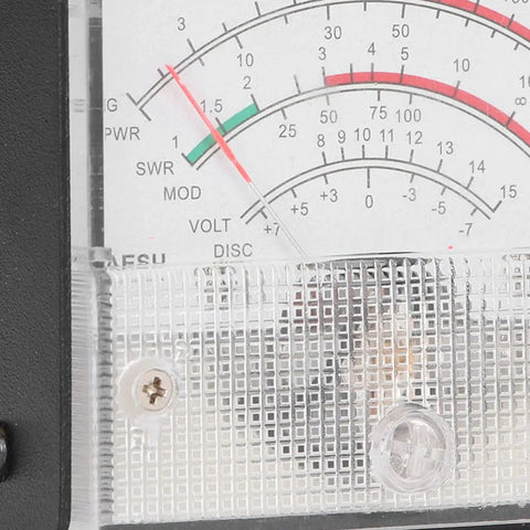 Close-up of All In One SWR Power Meter for your CB rig antennas with standing wave readout, easy car install.