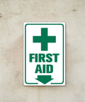 Heavy Duty Aluminum First Aid Sign 8x12 Inch Weatherproof And Rust Resistant Pre Drilled For Easy Mounting Ideal For Workplace School Hospital