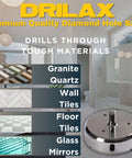 Drilax 4-1/2-inch Diamond Hole Saw with Guide, chrome metal, displayed in bathroom setting