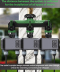 Heavy Duty Three Way Garden Hose Splitter With Shutoff Valve No Fuss And Three Quarter Inch GHT Threads Durable ABS With Metal Inlets And Outlets T Adapter Connector Outdoor Faucet Splitter Leak Free Easy To Use Green attached to three hose timers