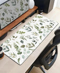 Green Speckled Boho Mouse Pad Desk Mat With Non Slip Rubber Base on modern desk setup