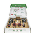 Open box display of Universal Toilet Fill Valve And 2 Inch Flapper Repair Kit For Running Or Leaking Toilets on white background.