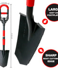 Multi Digger Garden Spade With Reinforced Fiberglass Handle, Lightweight Arrow Head Shovel, showing root saw stump cutter detail