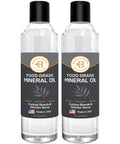 Two bottles of Food Grade Mineral Oil For Wood Cutting Boards And Utensils, 16 Oz Butcher Block Oil Conditioner for bamboo teak wood surfaces