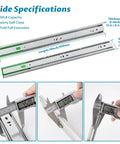 18 Inch Soft Close Drawer Slides Featuring Adjustable Tension Side Mount Full Extension Runners Built Tough with measuring specifications
