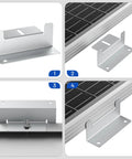 16 Piece Solar Panel Mounting Bracket Kit With Z Brackets Lightweight Aluminum Corrosion Free Construction Perfect For RVs Trailers Vans Yachts And Off Grid Roof Installations - detailed view of brackets attached to panels