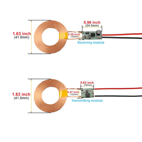 Distance Wireless Charging Module For 12V Systems With A 42mm Coil Delivers 5V Output From 100mA Up To 1.2A At 8 To 23mm Range High Efficiency Power Transfer For Automotive Gearheads And DIY Pros, 42mm coil transmit and receive modules