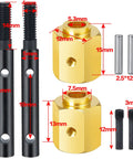Four Brass 13mm Extended Wheel Hubs With Steel Stub Axles For 1 Tenth RC Crawler Upgrades Wider Track Width For AXIAL SCX10 III