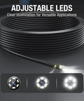 50Ft Dual Lens Endoscope With Light For Drain Snakes, IP67 Waterproof Borescope Camera For Sewer Pipe Inspection, 15M Long Flexible Probe, A Solid DIY Plumbing Tool coiled probe with adjustable LEDs