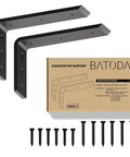 10 Inch Heavy Duty Steel Shelf Brackets Two Pack For Granite And Wood Countertops Black Wall Mounted Floating Shelf Supports