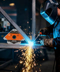 Heavy Duty Welding Magnets 50 Lb Each, 2 Piece Magnetic Welding Holder Set in use during a welding process with sparks