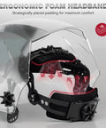 Internal Control Auto Darkening Welding Helmet With True Color Solar Powered Hood showing ergonomic foam headband and knobs
