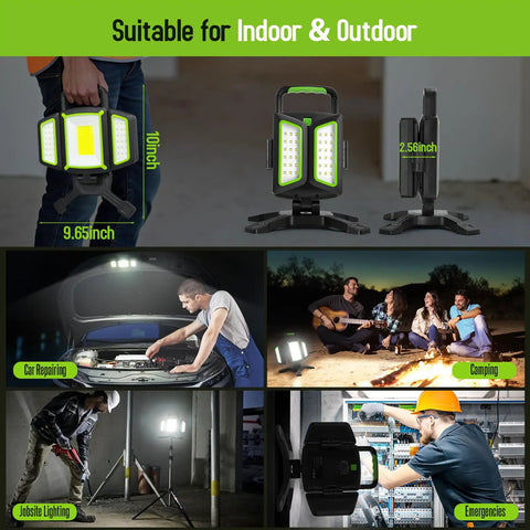 Rechargeable LED Work Light 30W with 3000 Lumens, magnetic base, five modes, 360 degree rotatable, for garage, camping, car repair