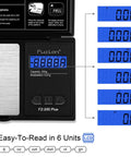 Pocket Size Digital Gram Scale With 0.01g Precision, 200g Capacity, LCD display, six units, ultra portable for food and coins.