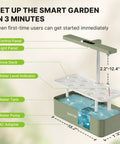 Diagram of 12 Pod Indoor Hydroponics Growing System With 24W LED Grow Light Plug And Play Quiet 4L Water Tank And Built In Pump