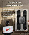 Heavy Duty 7 Inch Invisible Hidden Door Hinges Zinc Alloy Concealed Hinge System For Large Wood Doors Holds Up To 176 Lbs Per Pair displayed with security theme.