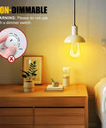 Four Pack LED Edison Bulbs 6W 750 Lumens 2700K Warm White, 83 Plus CRI, non-dimmable light illuminating bedroom desk