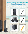 Adjustable Deck Post Anchor Base Brackets for 1.5x1.5 to 4x4 wood posts, powder-coated for durability, shown with screws.