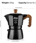 Stovetop Espresso Maker With Double Valve Tech Italian Moka Pot Brewed Fresh On Gas Or Electric Stove Top, 2-cup capacity.