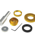Premium Woodworking Template Guide System Featuring Sturdy Removable Router Bushings, includes various metal components for precise routing.