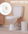 Bathroom with toilet and inset showing 32 Pack Universal Toilet Bolt Caps Plastic Round Push On Screw Covers With Extra Washers For Easy Installation