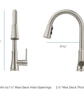Matte Black Kitchen Faucet With Pull Down Sprayer High Arc Spout Single Handle 1 Or 3 Hole Install Water Efficient CALGreen dimensions