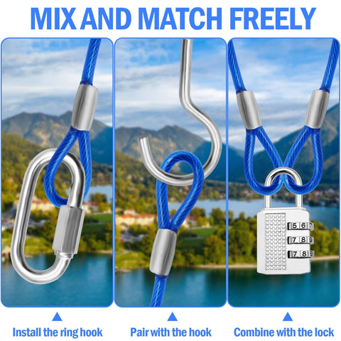 Three uses of 4ft Steel Security Cable With Loops For Luggage Bike Lock And Outdoor Gear Weatherproof Flexible Wire Rope