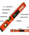 16-Inch Digital Level With LCD Display Bubble Light Up For DIYers Magnetic Torpedo Level Angle Finder 0-90 Degrees and 0-180 Degrees