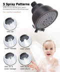 5 spray patterns of Dual Shower Head System With Shut Off Valve And Shower Arm Twin High Pressure Five Function Sprayers In Oil Rubbed Bronze