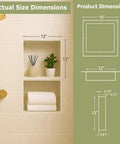 Square Shower Niche Recessed Wall Box 16 By 16 Inches With Single Shelf Tile Ready For Bathroom Storage Inside 12 By 12 Inches Perfect For Shower Organization shown installed with towels and plants