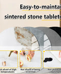 24 Inch Round Marble Lazy Susan Turntable With Tempered Glass Cover displaying sintered stone tabletop durability