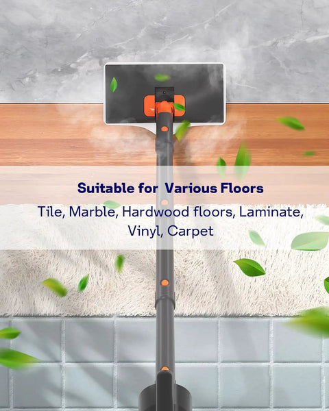 Slick 20 In 1 Steam Mop Cleaner With Detachable Handheld Steamer And Rapid Heat Up Tech on various tile and hardwood floors.