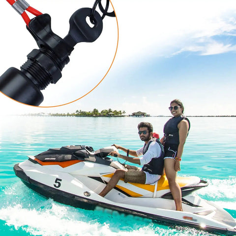 Durable Boat Key Switch Ignition And Safety Lanyard Assembly Replacement For Outboard Motors 40 To 200HP Plug And Play Starter With Lanyard Weather Resistant Easy Install Universal Outboard Replacement Part