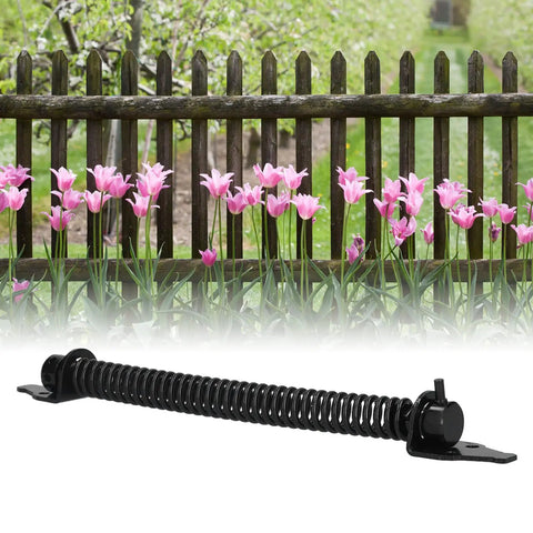 Heavy Duty Self Closing Gate Spring Kit For Outdoor Fence Adjusts Carbon Steel Retractor Tool Stops Animals And Locks Automatically on wood fence