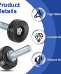 Sturdy Adjustable Furniture Levelers And Threaded Legs With Screw On Chair Glides 4 Piece Black Kit with detailed screw design.