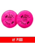 Two-pack of Pink P100 Particulate Filters 2091 07000 for Non Oil Based Particulates, NIOSH Approved, shown front view