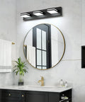 Three Light 24 Inch Matte Black LED Vanity Light With Frosted Acrylic Shades, Cool White 6000K For Bathroom Mirror, Moisture Proof Wall Fixture, Non Dimmable Modern Style