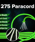 275 Lb Paracord 2.38 Mm Nylon Crafting Cord With 5 Strand Core Olive Drab 100 Ft features green sheath and 5 inner strands
