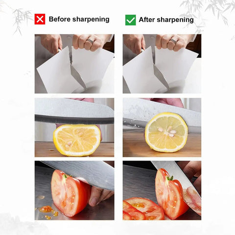 Comparison of knife sharpness using Japanese Whetstone Sharpener Set 400 1000 And 3000 8000 Grit Water Stones.